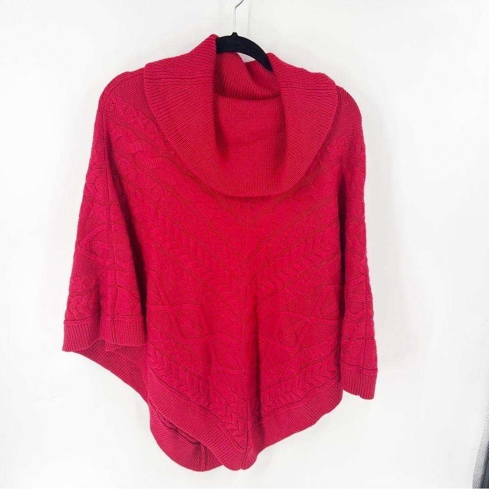 ✅‎ TALBOTS RED CABLE KNIT COWL NECK SWEATER PONCHO SIZE LARGE